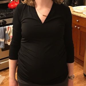 A Pea In the Pod Black 3/4 Sleeve Maternity Blouse
